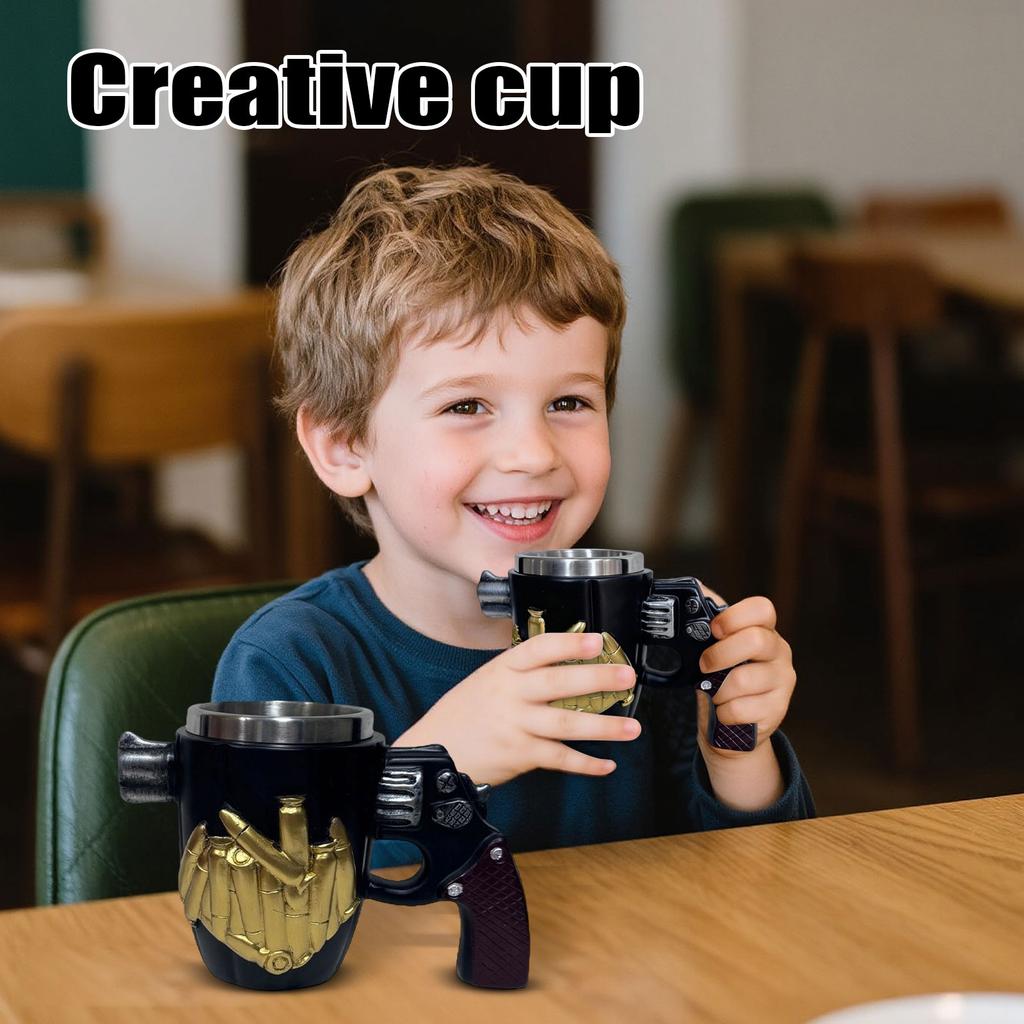 Pistol Bullet Cup With Stainless Steel Cup Design And Creative Resin Craftsmanship Coffee Cup