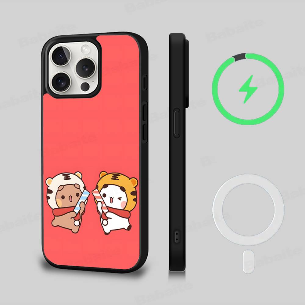 BUBU DUDU Мультяшный Матовый Магнитный Чехол Для Телефона Для IPhone 16 17 15 14 13 12 11 Для Magsafe Беспроводной Зарядки