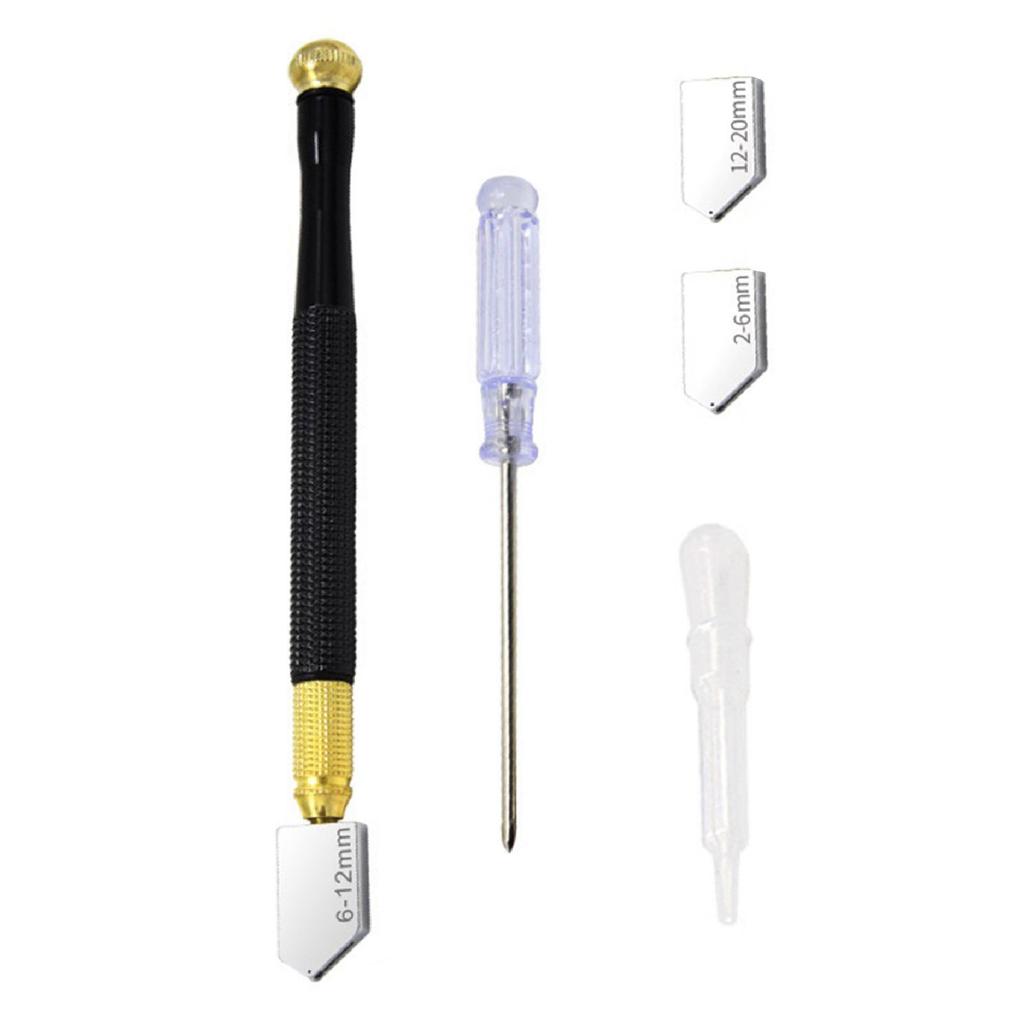 5PCS Pencil Style Glass Cutter Oil Feed Diamond Incisive Anti Slip Threaded Glass Cutter Tool Set