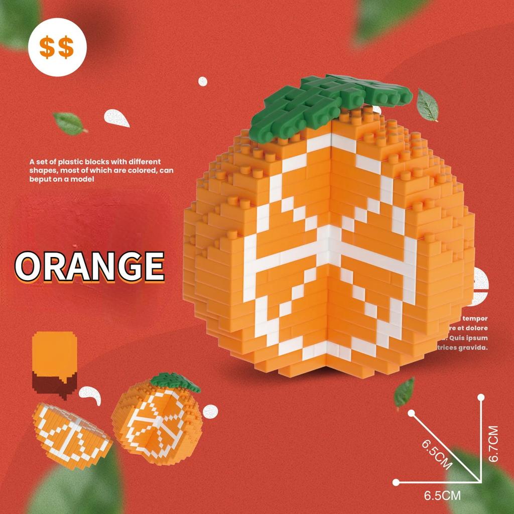Оранжевый персик фрукты строительные блоки фруктовая модель для детской головоломки сборка игрушки дуриан микро кирпичики подарки на день рождения