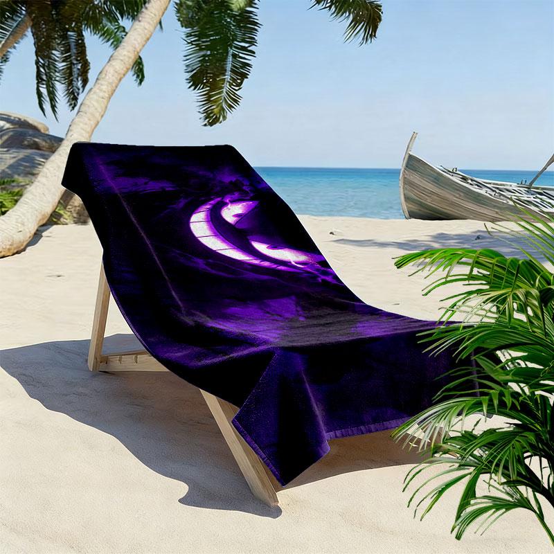 Black Gengar Print Beach Towel, Large Soft Quick Dry Towel for Beach Camping Swimming