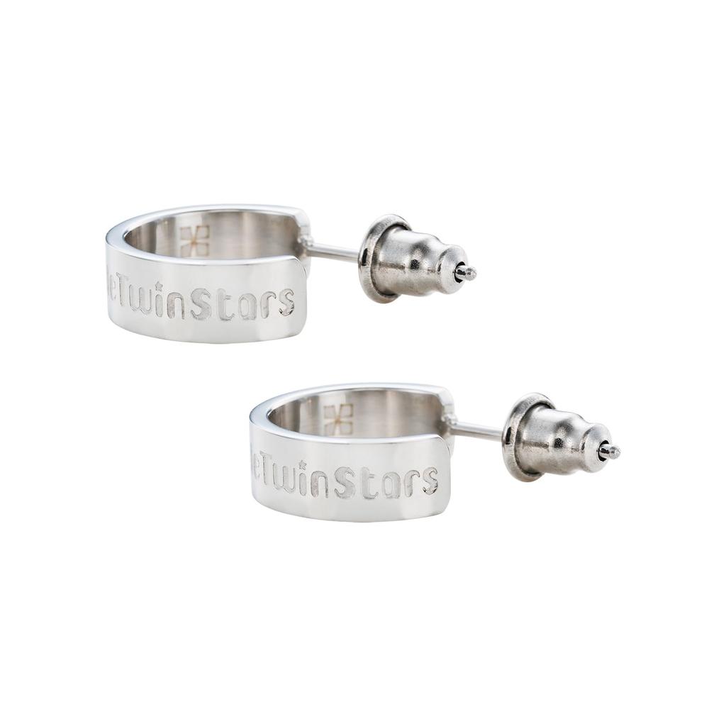 White Clover Little Twin Stars Sanrio Characters Stainless Steel Half Hoop Earrings (2 pieces/for both ears) SAST-P008SV