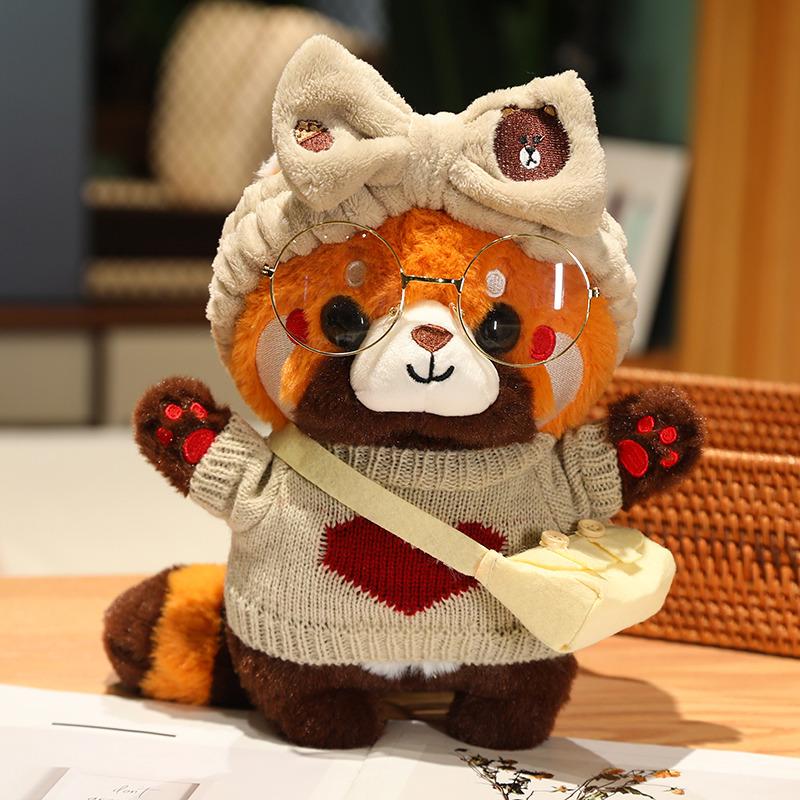 30cm Cute Raccoon Into Red Brown Red Panda Dress Up Plush Toy Plush Animal Soft Pillow Birthday Gift for Children