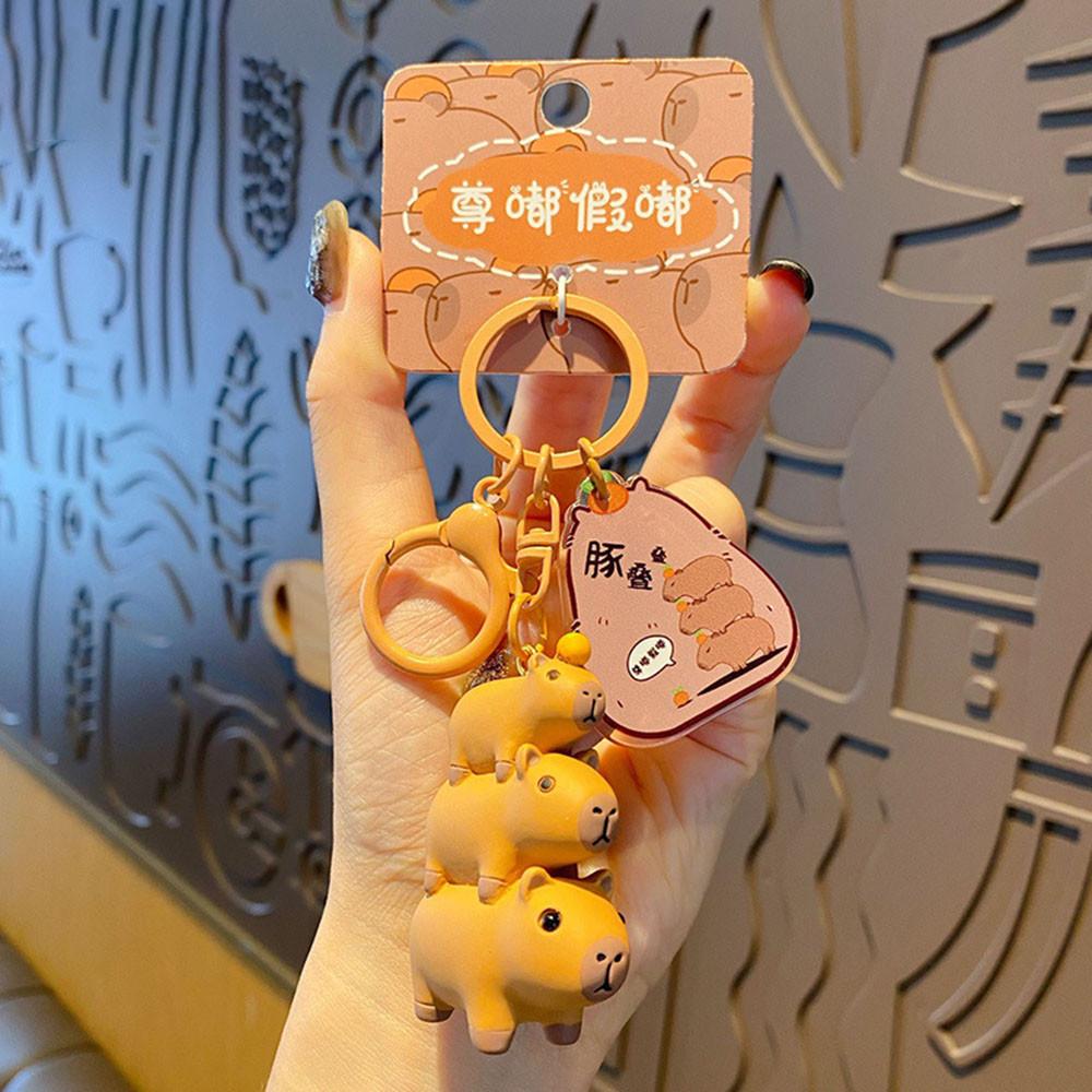 Cute Capybara Keychain Resin Doll Keyring Hanging Backpack Pendant Gifts