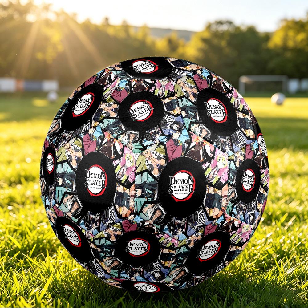 Demon Slayer Printed Size 5 Standard Football, Waterproof PU Training Soccer Ball for Outdoor Sports