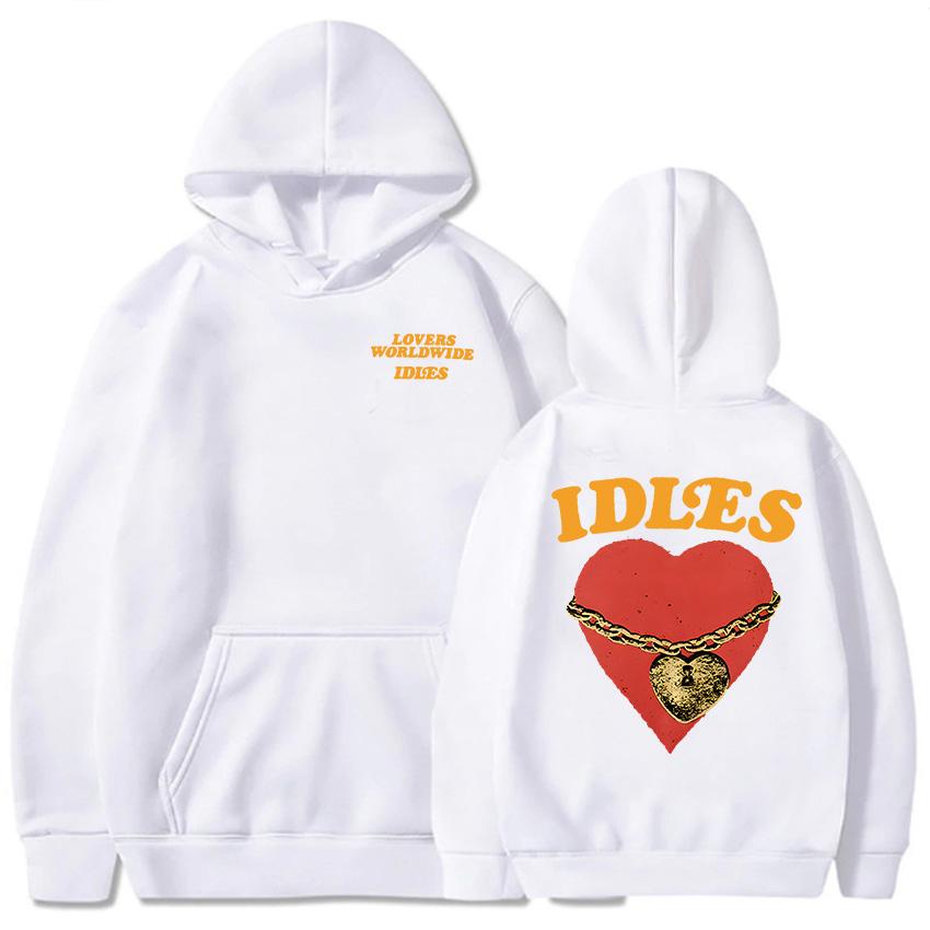 IDLES LOCKED HEART HOODIE Толстовка с длинным рукавом Мода Мужские толстовки с капюшоном Унисекс Уличная одежда Панк Группа Хип-хоп Пуловеры Мужская одежда