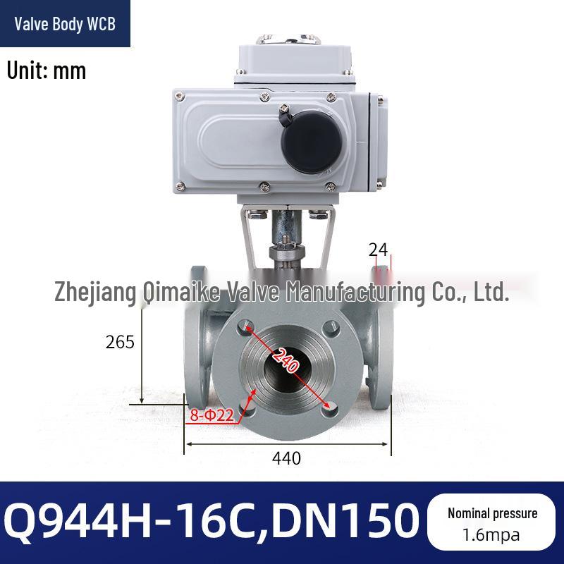 Stainless Steel Electric Three-Way Flanged Ball Valve Q944/5F-16P LT Type