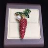 Creative Pearl Diamond Carrot Brooch Women'S Versatile Temperament Fruit And Vegetable Pin Clothing Coat Corsage