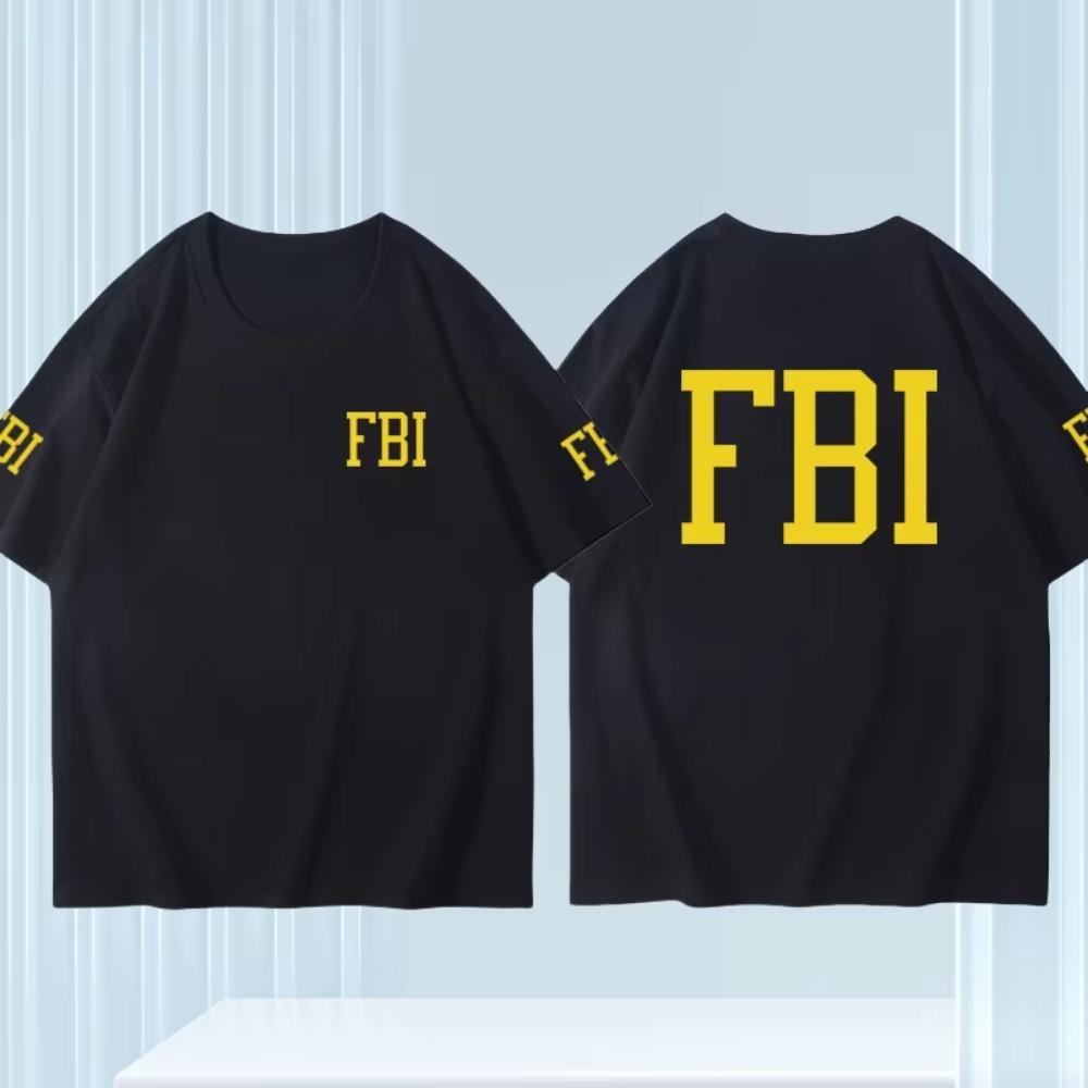 Мужская одежда Горячая Распродажа Веселый Дизайн FBI Узор Печатный Хлопковый Футболка Уличный Повседневный С коротким рукавом Круглый Вырез Футболка Топ