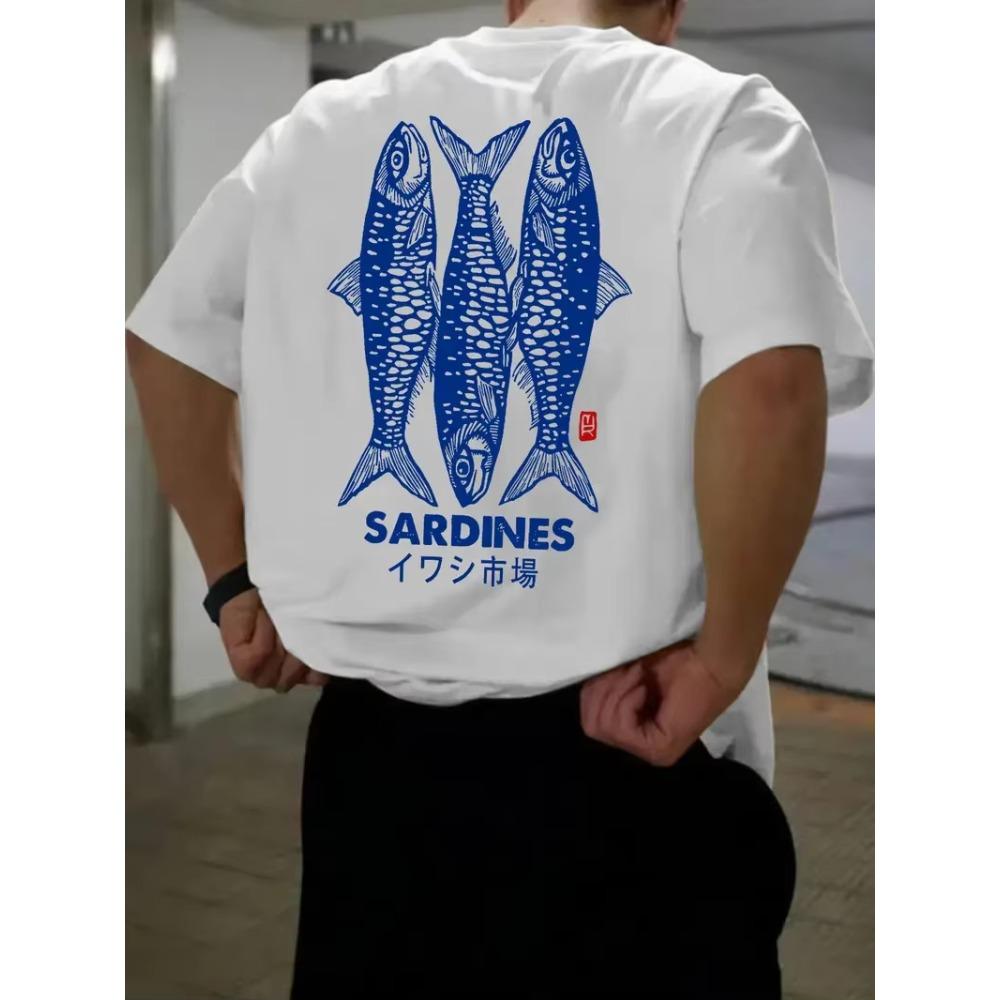 Summer Harajuku Graphic T Shirts Japanese Sardine Print Women Men Oversized Streetwear Vintage Tee Clothing Comfortable Cotton