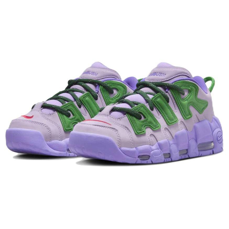 AMBUSH x Nike Air More Uptempo Low Lilac Унисекс Кроссовки Фиолетовый Яблочно-зеленый Университетский красный FB1299-500