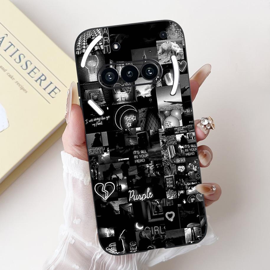 Чехол для Nothing Phone 3A A059 Чехол Модный Цветок Мягкий Силикон Черный Ударопрочный Чехол на Nothing Phone3A 3 A 3APro A059P Capa