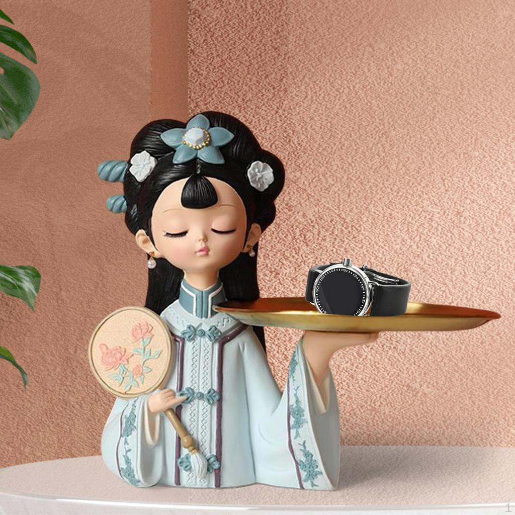 Статуэтка китайской девушки, декоративная входная ключница, полимерный материал, художественная статуя для хранения ювелирных изделий