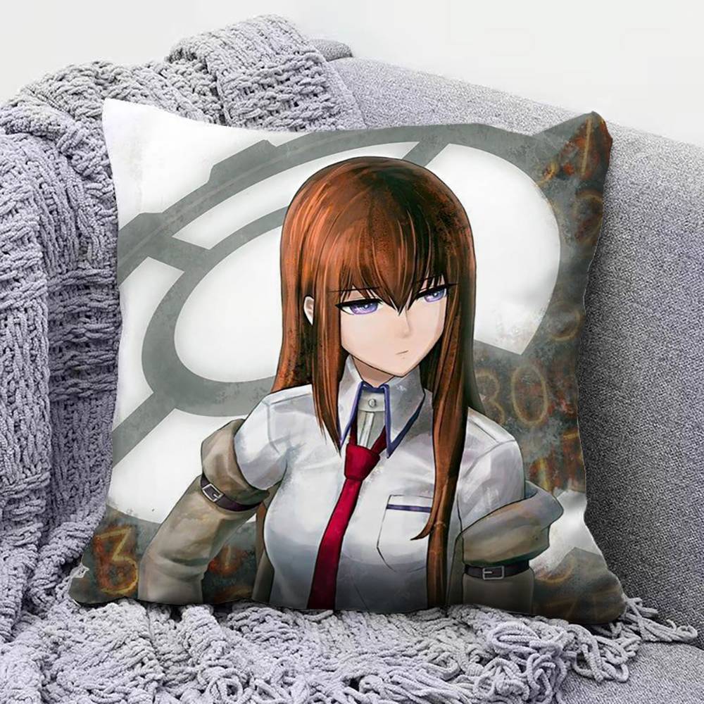 Steins;Gate Anime Girl Pillow Covers, Home Sofa Cushion Covers And Aecorative Custom