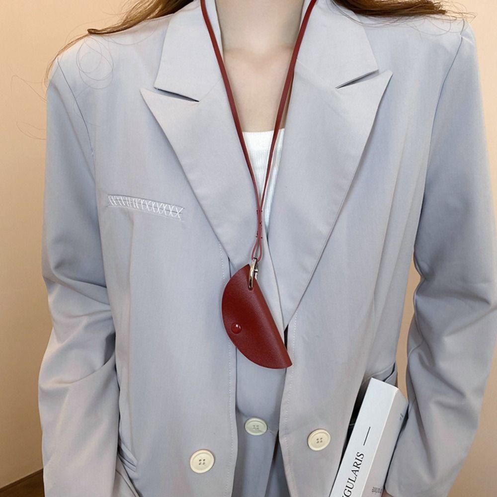 Подвесной шейный полумесяц ключница свитер цепочка искусственная кожа ключница сумка длинное кожаное ожерелье девушка