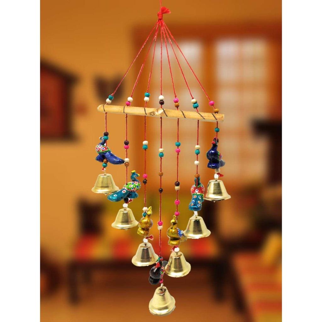 Handcrafted Rajasthani Wind Chime Door Wall Hanging Decorative Showpiece Wall Hanging Home Decor Home Furnishing Diwali Gift Corporate Gift (Peacock