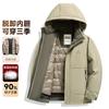 Mens Detachable Inner Liner Down Jacket Winter Mid-Length Warm Style Hooded Parka Middle-Aged