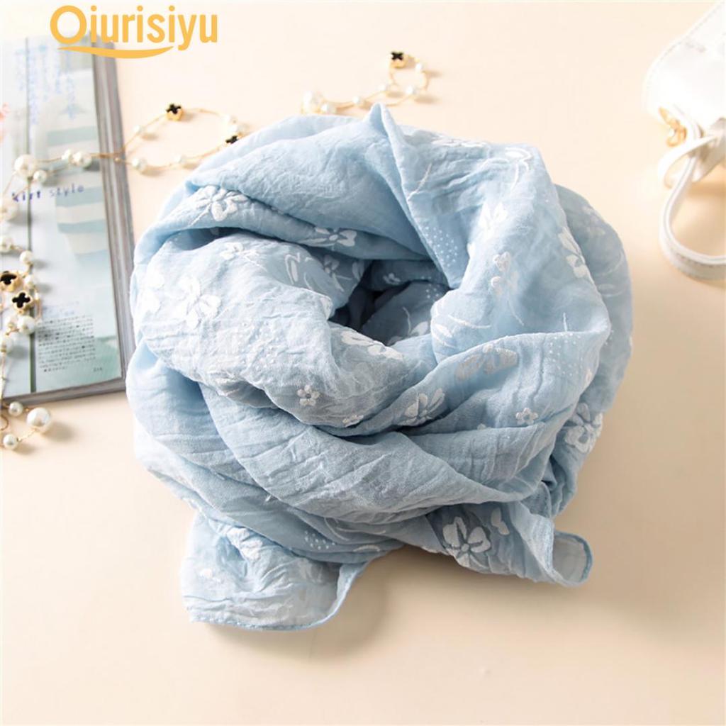 Длинная льняная шаль с цветочным принтом для отдыха, пляжный шарф с защитой от ультрафиолета, палантин