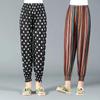 Шаровары, женские летние тонкие брюки с цветочным принтом, свободные женские брюки большого размера, прямые брюки с девятью точками