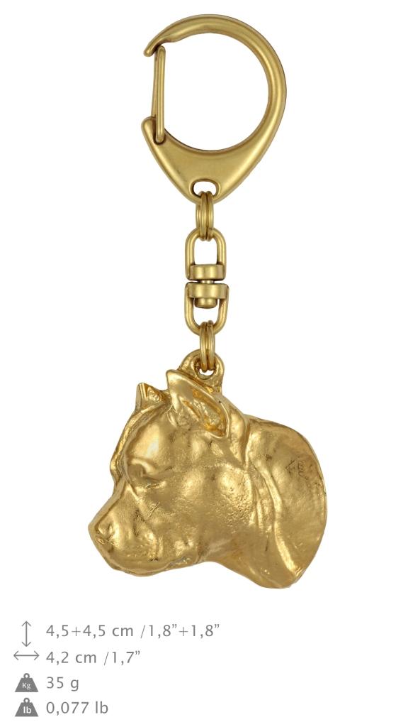Amerykański Staffordshire Terrier, Amstaff, Amstaf Ii - Pozłocony Brelok Do Kluczy Z Psem, Ozdoba Torebki, Luksusowy Dodatek Marki Art-Dog