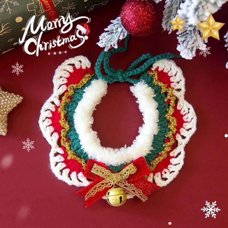 Cute Christmas Pet Scarf - Hand-Knitted Collar for Cat Dog Xmas Tree Decor Accessories