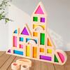 25Pcs Wood Building Blocks Toys Colorful Acrylic Stacking Construction Toys Birthday Gifts For Kids 4-6 Years Old