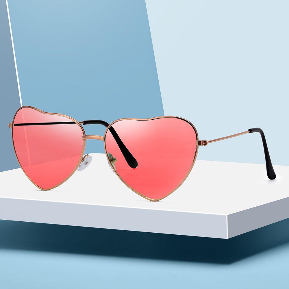 Women Ocean Lenses Outdoor Goggles Heart Shaped Sunglasses Metal Frame Gradient Sun Glasses