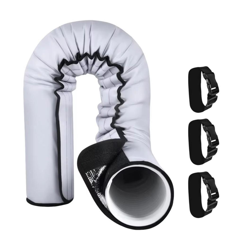 Insulated Portable Air Conditioner Hose Cover With Adjustable Straps Easy Installation Black Sleeve for Duct Vent