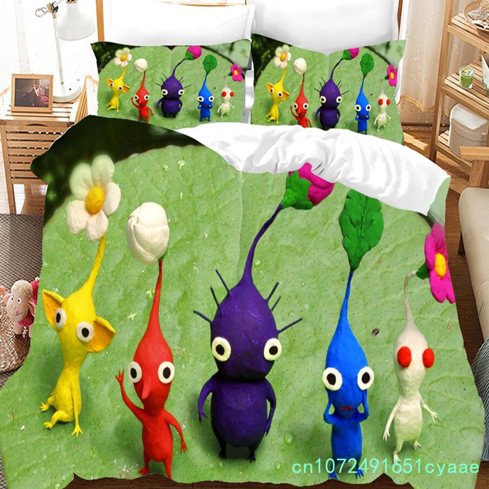 3D-печатный игровой комплект постельного белья Pikmins для мальчиков и девочек, двуспальный пододеяльник, наволочка, кровать для детей и взрослых, модный домашний текстиль
