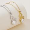 Copper-Plated Gold Swan Pendant with Pearl – Elegant and Simple Light Luxury Necklace