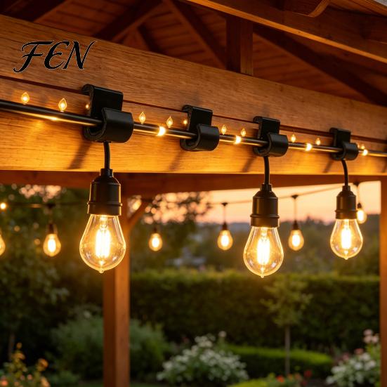 Heavy Duty Light String Clamps Outdoor Clips, Black Plastic Organize Hooks, Eave Cord Holders Weather Resistant Snap-on Fasteners for Garden Backyard