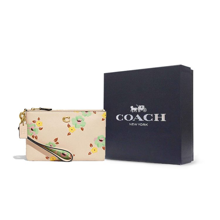 Coach Клатч на запястье 19 Цветочный принт Кожаный клатч Женский клатч Бежевый CH812-B4RHR