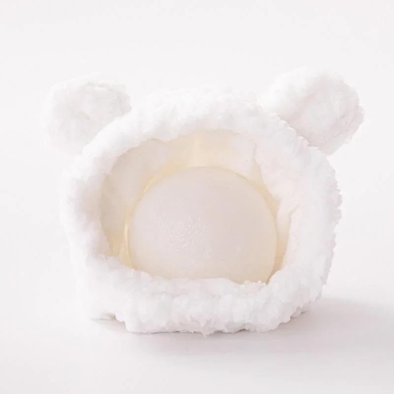 Размер XS-L Мягкая пушистая шапка для собак, однотонные розовые теплые шапки для кошек, осенне-зимние аксессуары для головы медведя для домашних животных, принадлежности для косплея котят