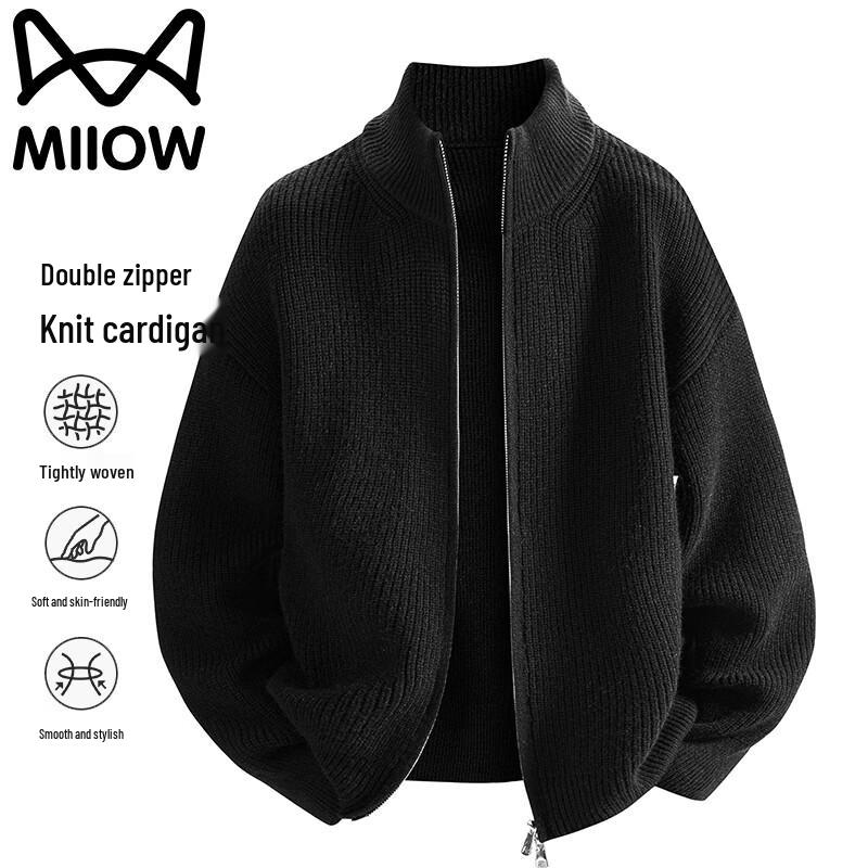 Miiow Men's Casual Full-Zip Knit Cardigan