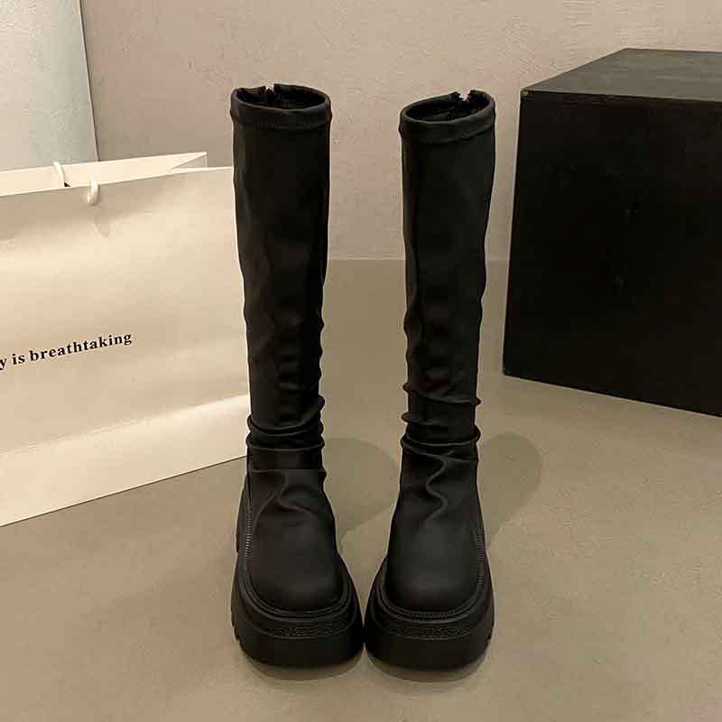 Модные брендовые ботинки женские осень 2024 новые модные маленькие длинные сапоги высокие рыцарские сапоги коричневые тонкие сапоги