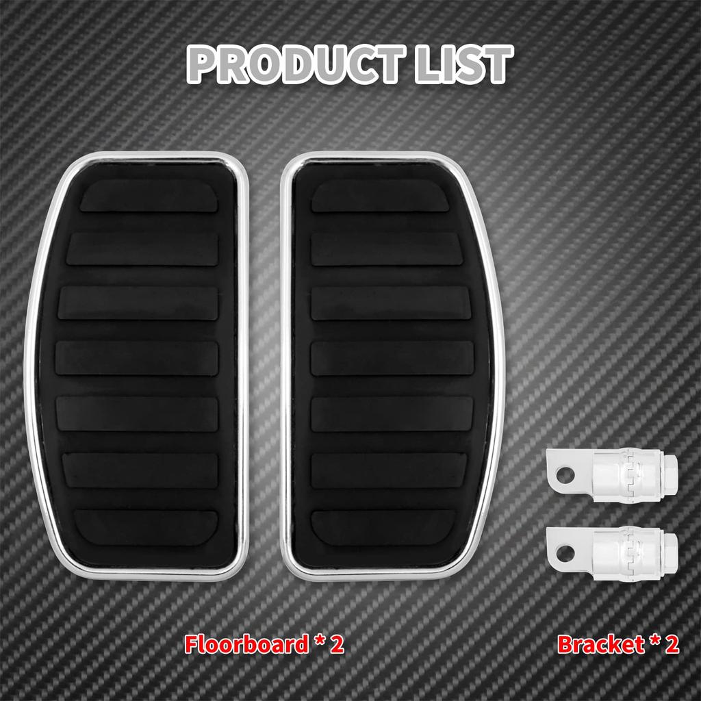 HDBUBALUS Motorcycle Floorboard Footboard Footpeg Step Front Rear Wide Footpeg Rest Footpeg Footrest Bracket Rider Footboard for Harley Dyna Touring