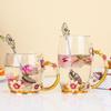 Daisy Enamel Heat-Resistant Crystal Glass Tea Cup - Perfect Birthday or Holiday Gift