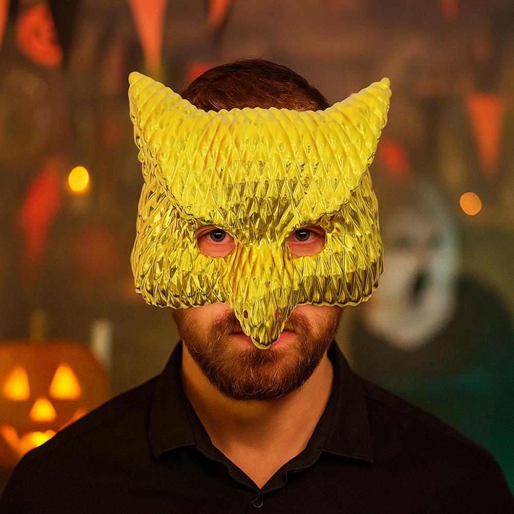Golden Full Face Mask Plastic Animal Mask Personalized Masquerade Props Festival