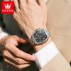 OLEVS Tonneau Watch Men Luminous Waterproof Date Stainless Steel Chronograph Quartz Watches for Men