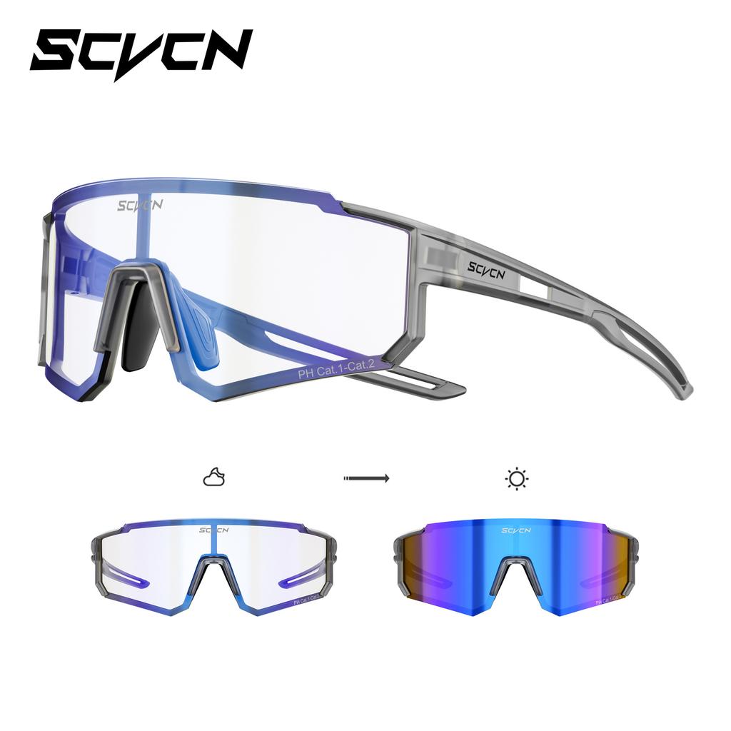 SCVCN Cycling glasses for day and night use, color-changing, unisex, professional sports wind and sand protection goggles for road cycling