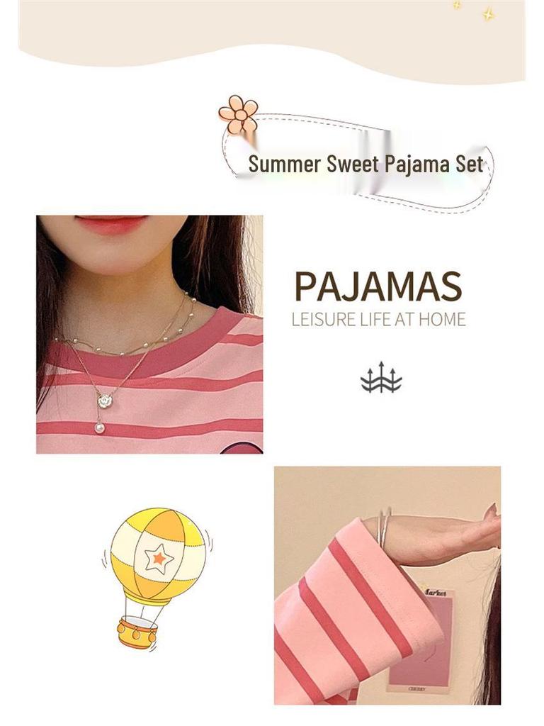 Женский пижамный комплект с длинным рукавом - Милый мультяшный принт, Большой размер, для весны и осени, для дома/улицы