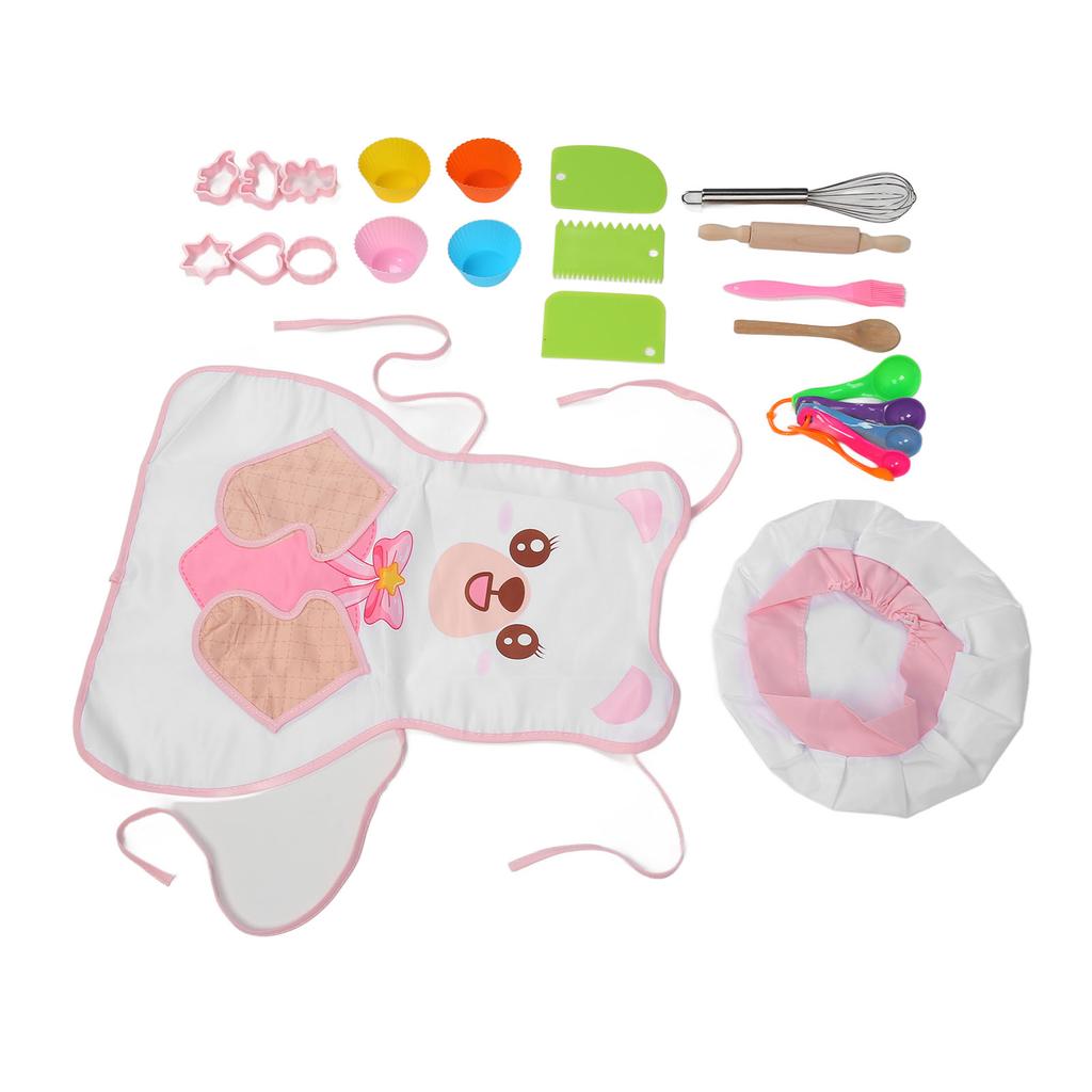Детский набор для выпечки с фартуком, шапочкой, скалкой, деревянной ложкой, щеткой, набор для выпечки, кухонный набор для малышей