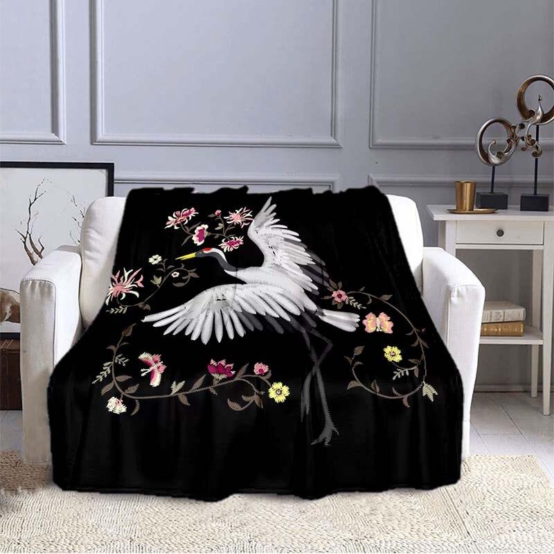 Одеяло белого журавля с принтом, супер мягкое фланелевое одеяло, фланелевое постельное белье, диван, покрывало, простыня