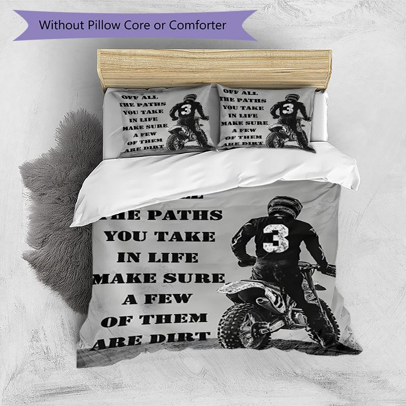 Motocross Adventure Sport 3‑Piece Bedding Set,Soft Breathable Duvet Cover with 16 Pillowcases,Multi‑Scene for Bedroom Dorm,Perfect Holiday Birthday Gi