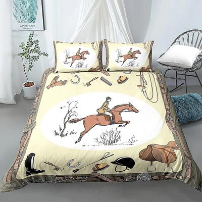 Комплект постельного белья с изображением животных King Equestrian England Tradition Horse Ride Pattern Комплект постельного белья из 3 предметов Удобные товары для дома