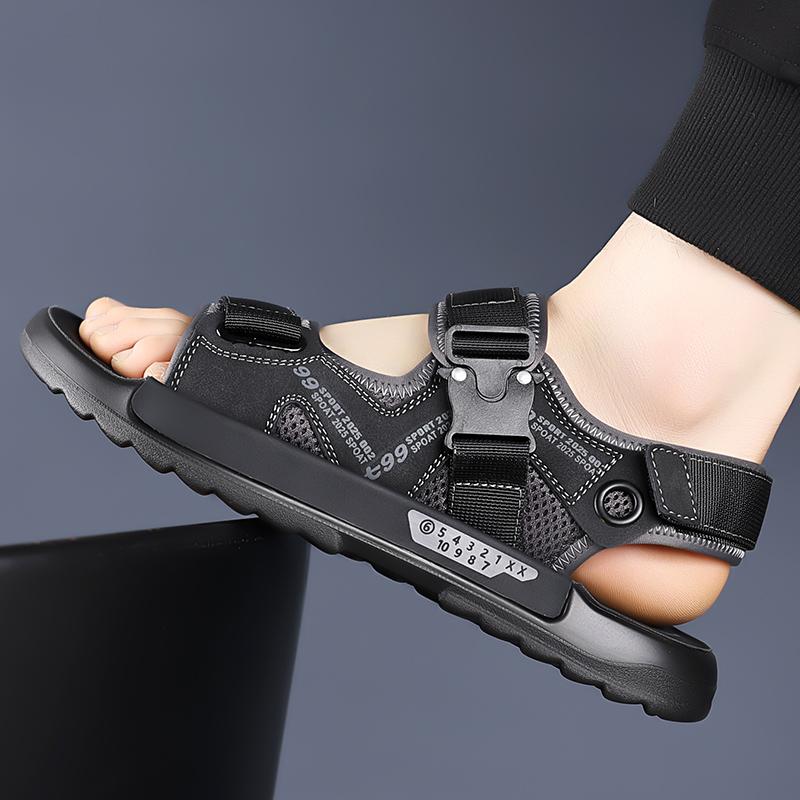 Fashion Fashion Commute Men Sandals Outdoor Soft Sole Breathable Beach Sports Shoes Casual Leather Sandals Lightweight Open Toe Sandals