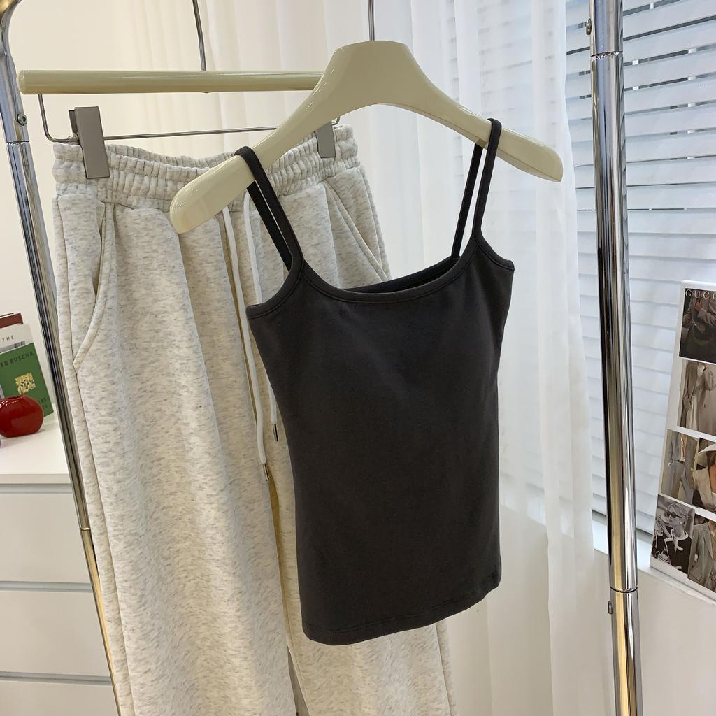 Майка-топ для женщин с нагрудными вкладышами в качестве основы, фиксированная цельная чашка, нижнее белье