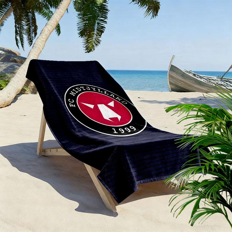 FC Midtjylland logo Print Beach Towel, Large Soft Quick Dry Towel for Beach Camping Swimming