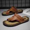 Мода 2025 Новая мода Повседневные кожаные тапочки Летние Нескользящие Уличные туфли для ходьбы Дышащие Мягкая подошва Мужские тапочки Пляжные Сан