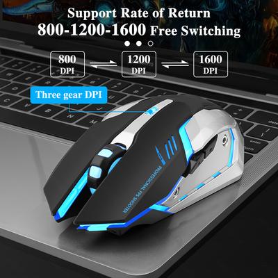 Игровая мышь, перезаряжаемая, 2,4 г, беспроводная Bluetooth-мышь, бесшумная эргономичная мышь для компьютера, ноутбука, мыши со светодиодной подсветкой для Ios Android